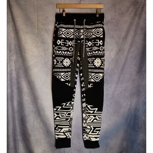 Brooklyn Standard Aztec Nordic‎ Print Jogger Sweatpants Black White Men's Small